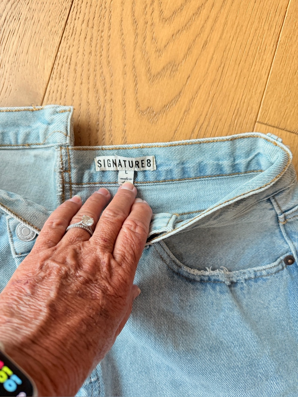 Signature8 Light Wash Denim Shorts